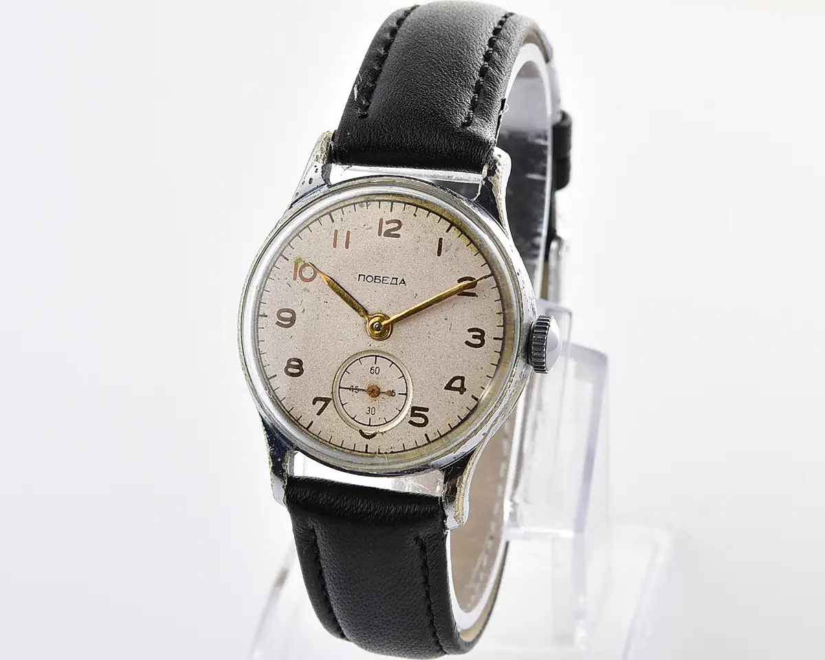 Soviet Pobeda "34-K" in hermetic case, 1MChZ, from the 1st quarter of 1955 – the same model as the first watch in space!