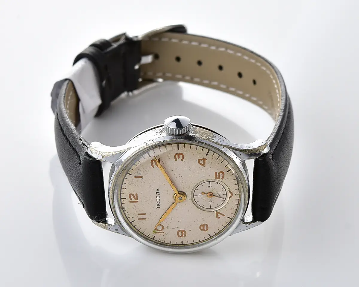 Soviet Pobeda "34-K" in hermetic case, 1MChZ, from the 1st quarter of 1955 – the same model as the first watch in space! - Image 6