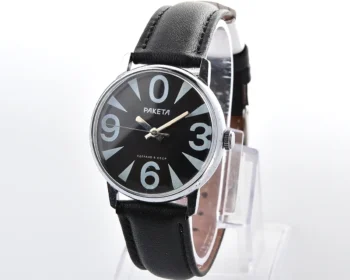 Vintage Soviet Raketa "Big Zero" smaller version with black dial and bold white numerals