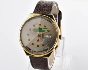 Raketa Perpetual Calendar «Komandirskie» – Gold-Plated, Champagne Dial with Green Tank, Cal. 2628.H