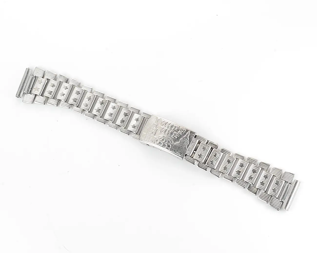 Vintage Soviet stainless steel 18mm x 175mm watch bracelet with «МИРУ – МИР» Kremlin & Capitol peace buckle - Image 2